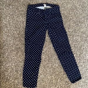 J crew skinny poka dot velvet pants